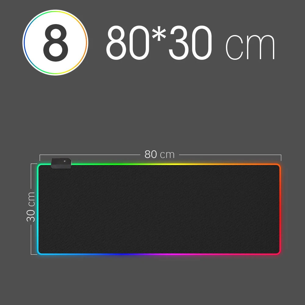 RGB LED Gaming Mousepad — 14 Light Modes | 10 Sizes | Waterproof