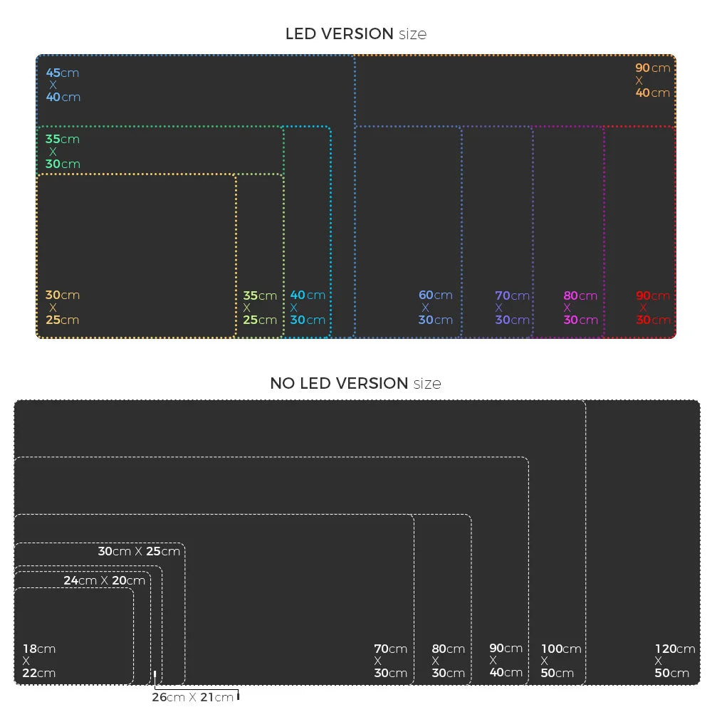 RGB LED Gaming Mousepad — 14 Light Modes | 10 Sizes | Waterproof