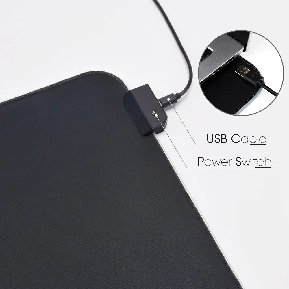 RGB LED Gaming Mousepad — 14 Light Modes | 10 Sizes | Waterproof