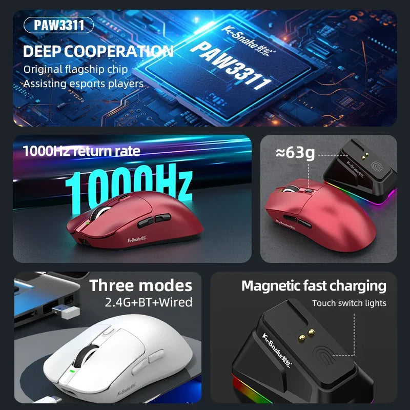 K-Snake X11PM Wireless Bluetooth Gaming Mouse
