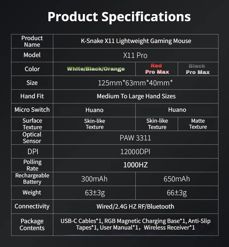K-Snake X11PM Wireless Bluetooth Gaming Mouse