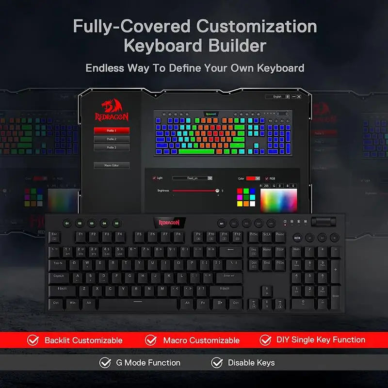 Redragon K618 Horus — Tri-Mode Wireless Mechanical Keyboard