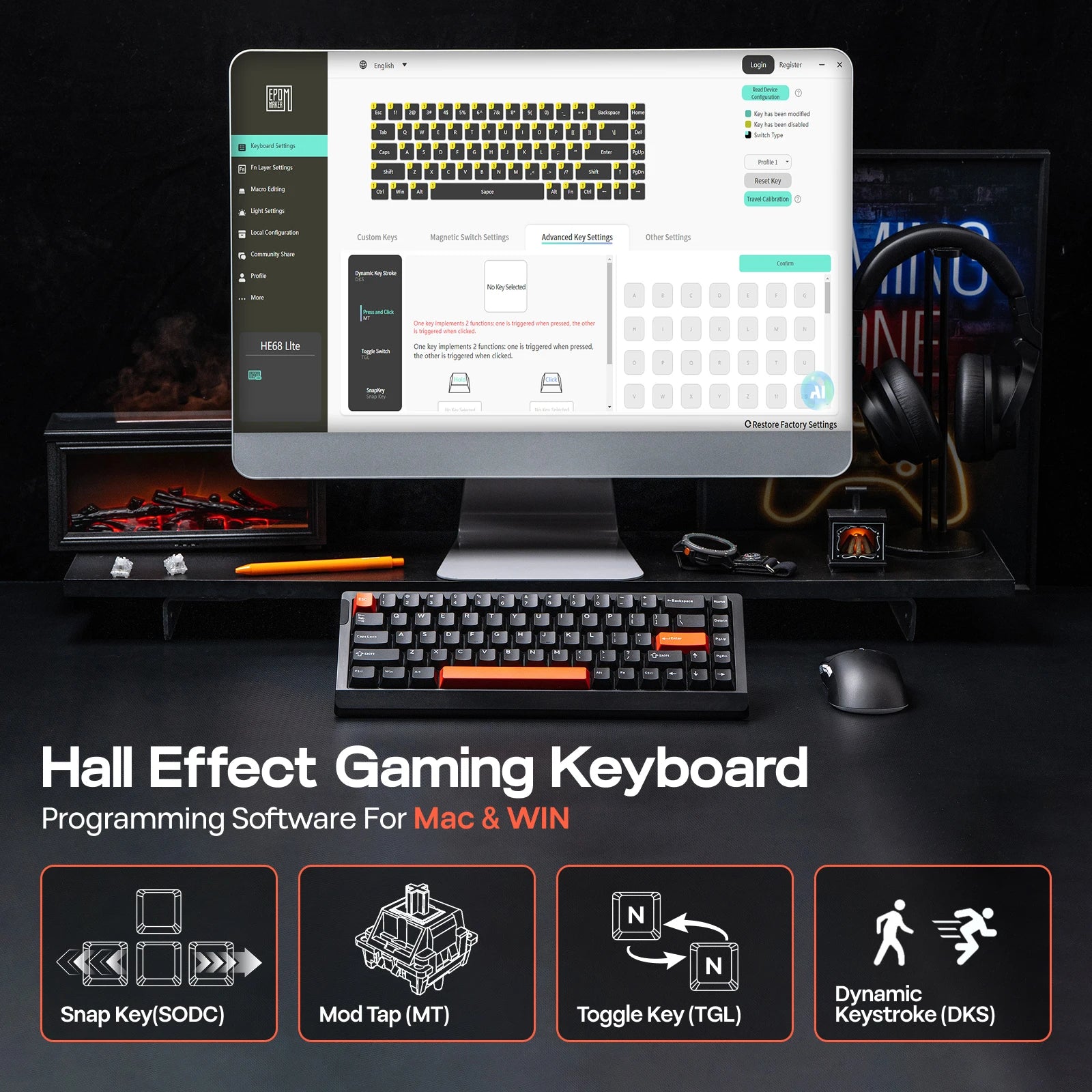 EPOMAKER HE68 Lite Hall Effect Gaming Keyboard