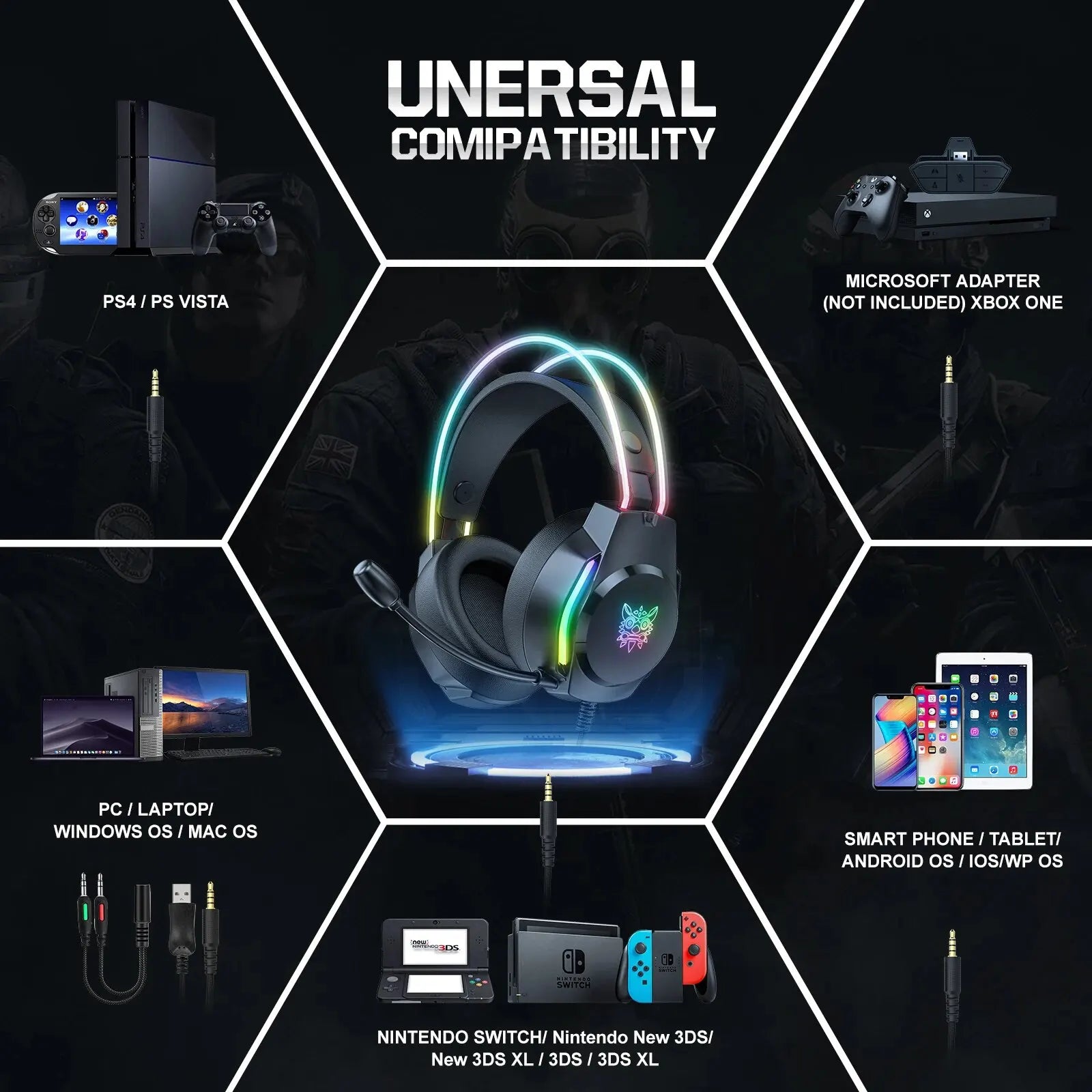 ONIKUMA RGB Gaming Headset | Stereo Sound & HD Mic