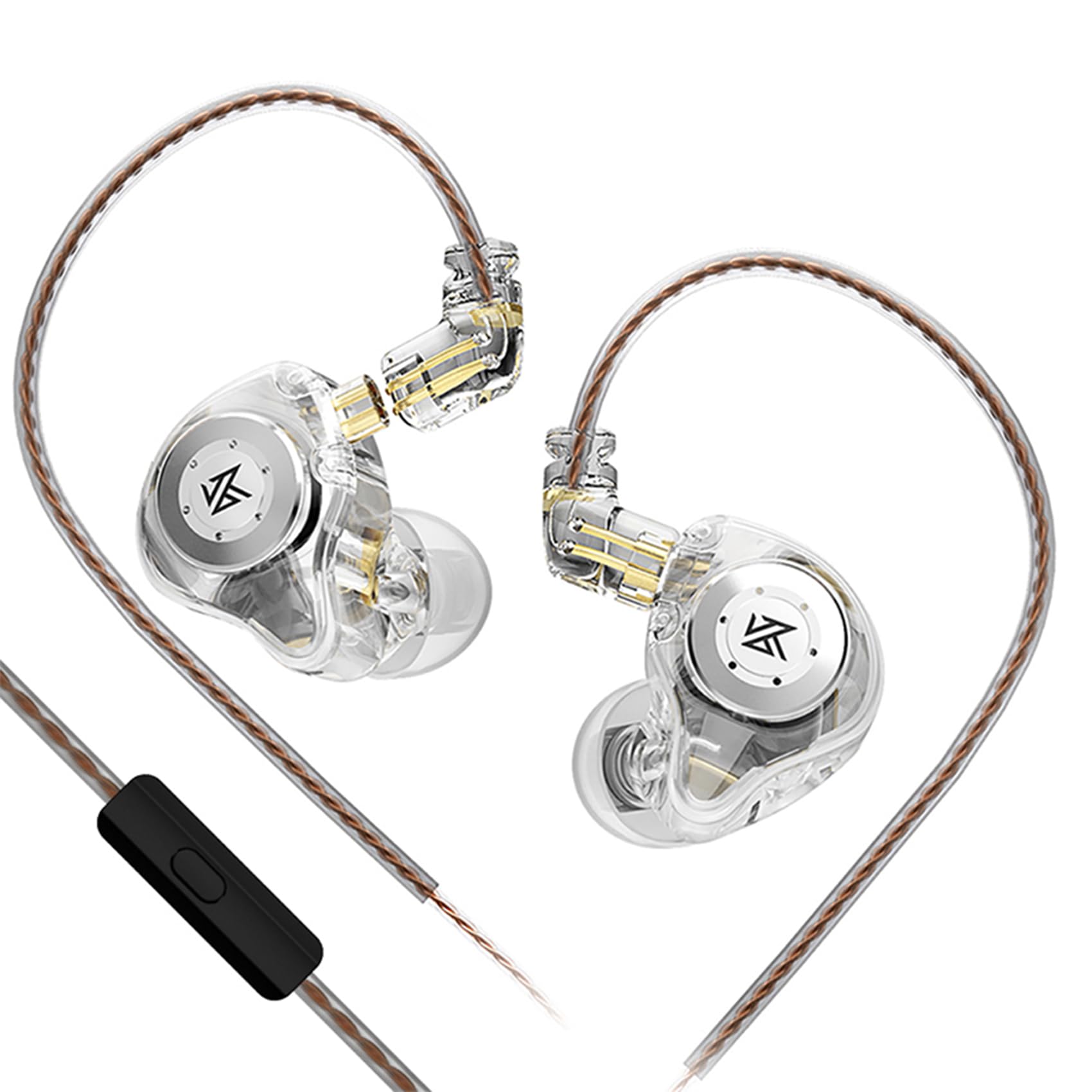 KZ EDX PRO Gaming Earbuds KZ in Ear Monitors Deep Bass Sound Wired Earbuds HiFi in Ear Headphones with New 1DD 10mm Dynamic Driver IEM Detachable Cable for Music Gaming Video (White with mic)