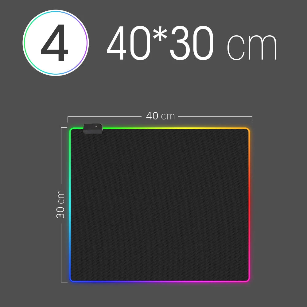 RGB LED Gaming Mousepad — 14 Light Modes | 10 Sizes | Waterproof