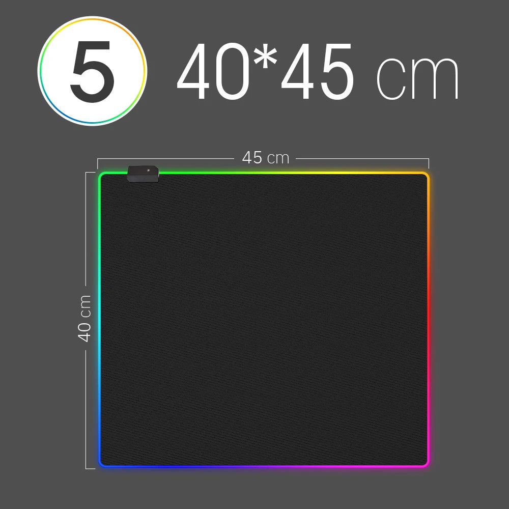 RGB LED Gaming Mousepad — 14 Light Modes | 10 Sizes | Waterproof