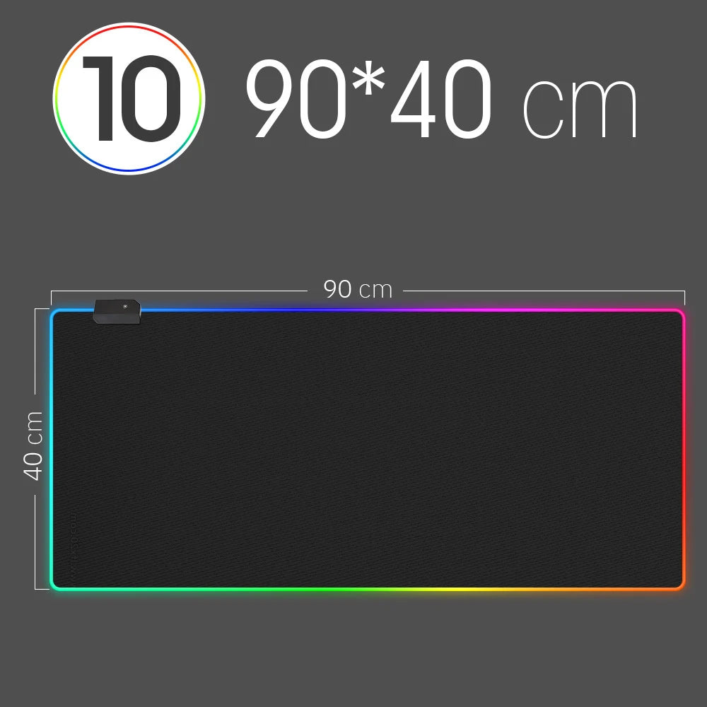 RGB LED Gaming Mousepad — 14 Light Modes | 10 Sizes | Waterproof