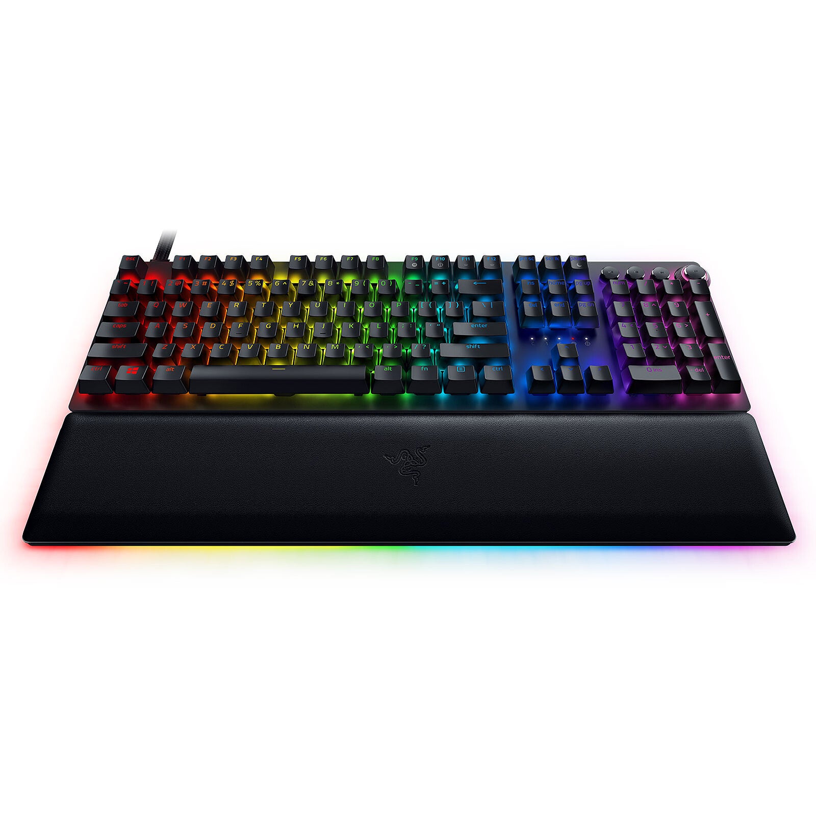 Razer Huntsman V2 Optical Gaming Keyboard: Fastest Clicky Optical Switches w/Quick Keystrokes - Doubleshot PBT Keycaps - Dedicated Media Keys & Dial - Ergonomic (Renewed) Black