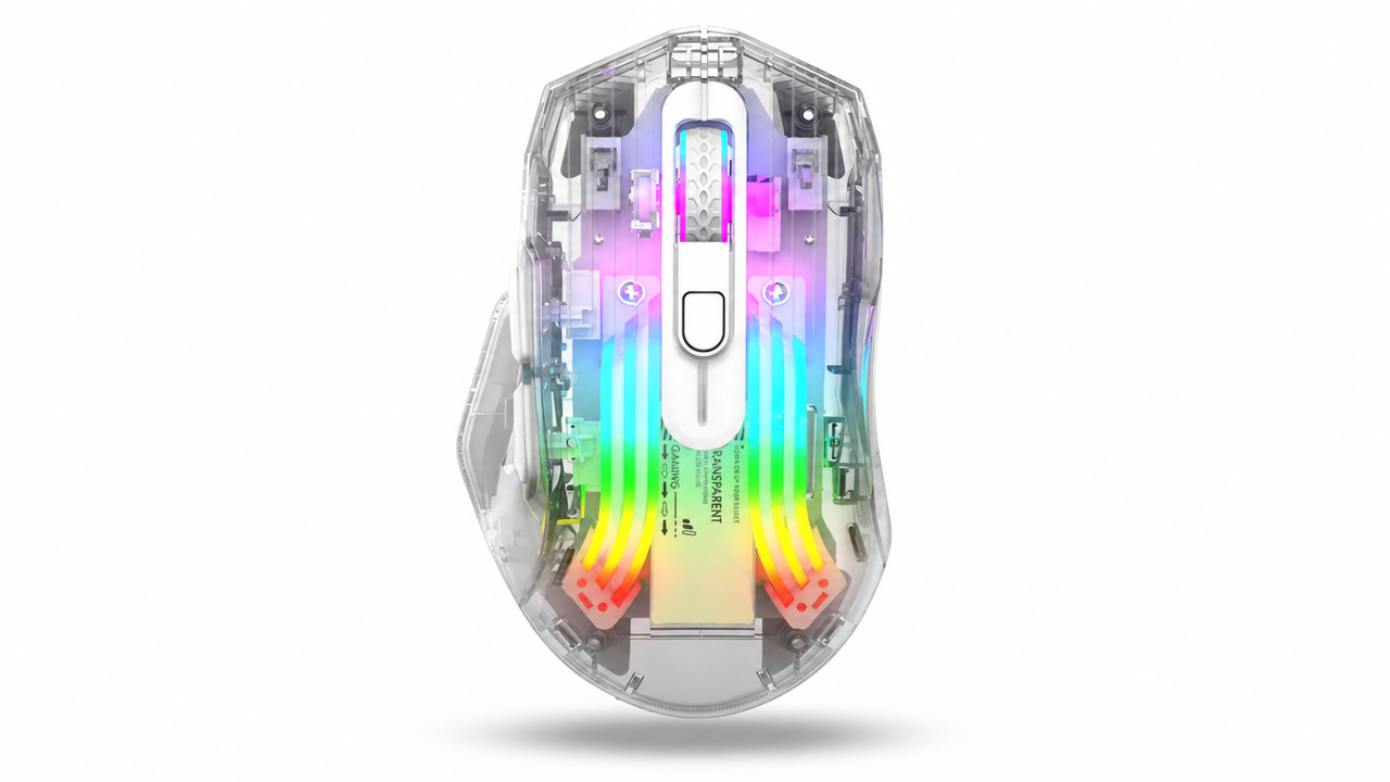 Aesthetic Clear Wireless Mouse   RGB Glow