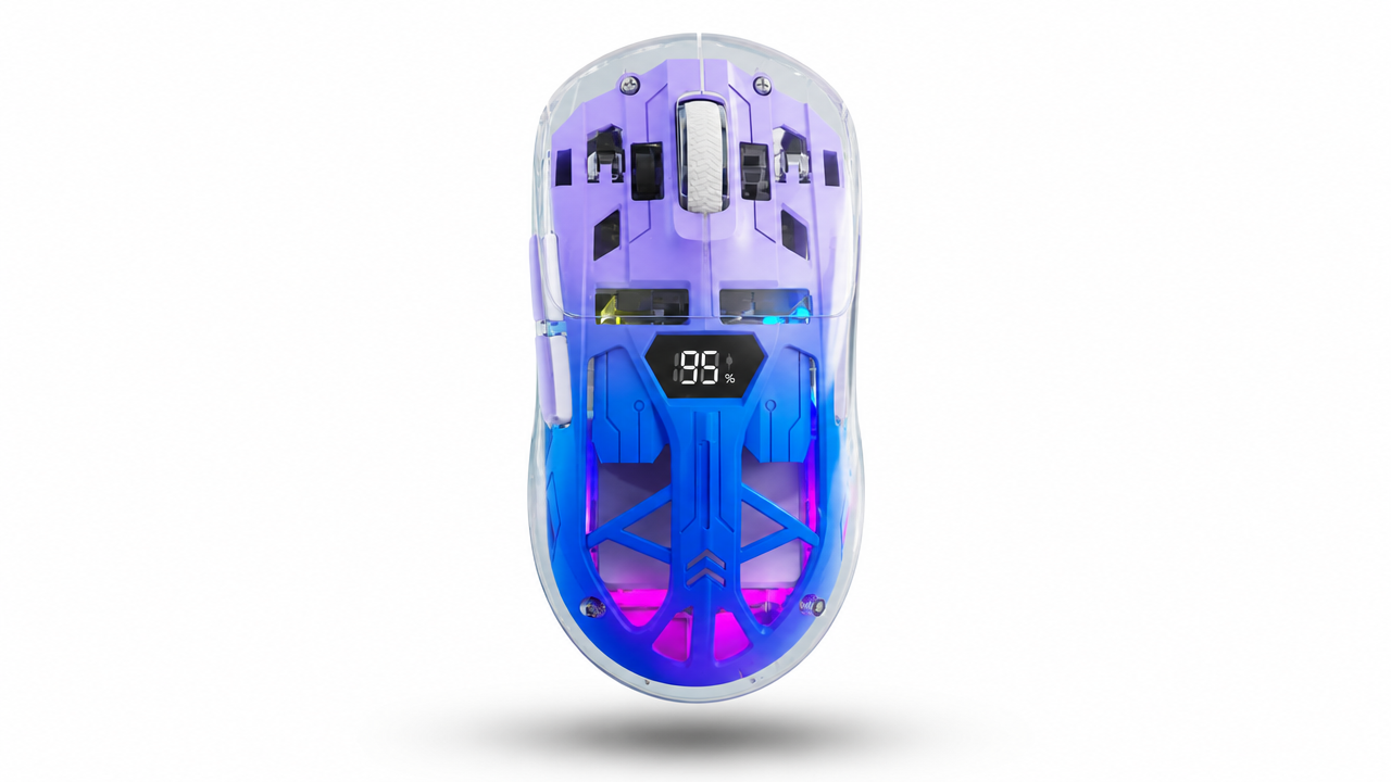 FREEWOLF A2 Transparent RGB Wireless Gaming Mouse