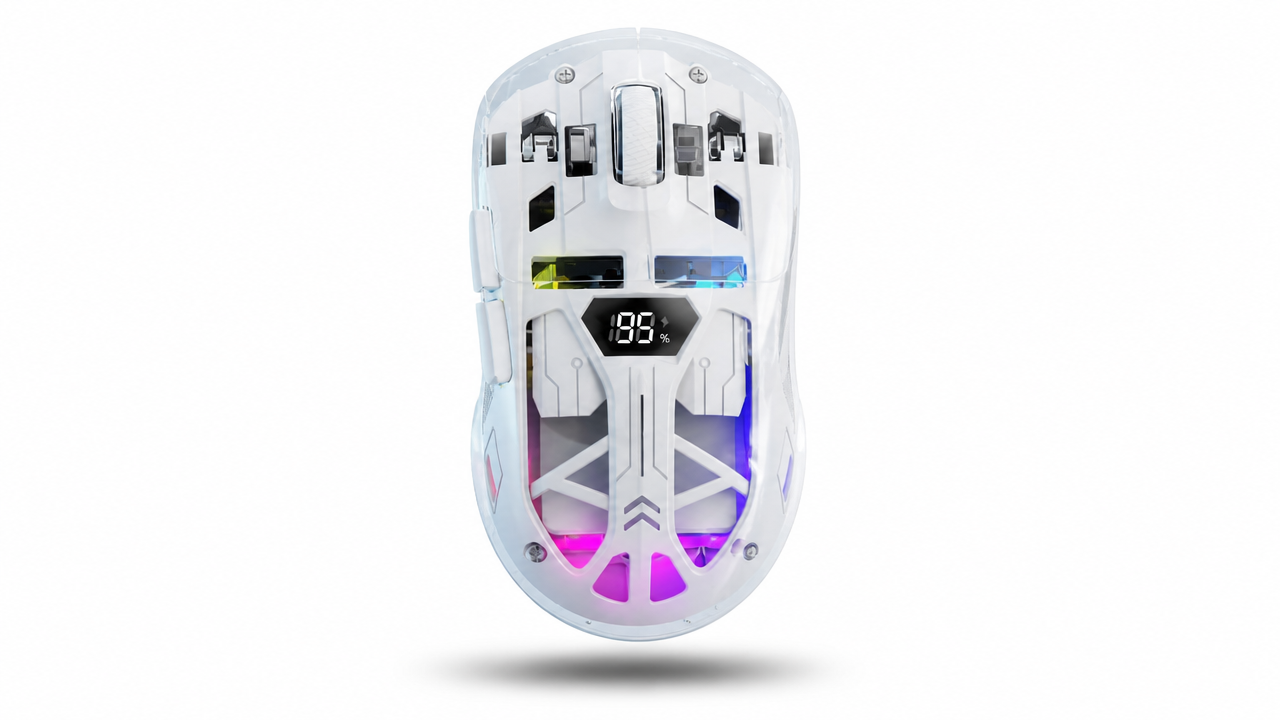 FREEWOLF A2 Transparent RGB Wireless Gaming Mouse