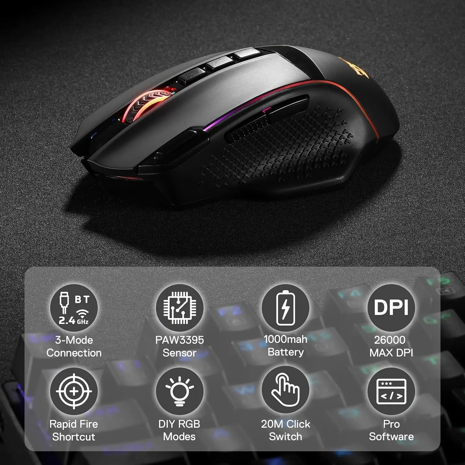 Redragon M991 Wireless Gaming Mouse | 26,000 DPI & RGB