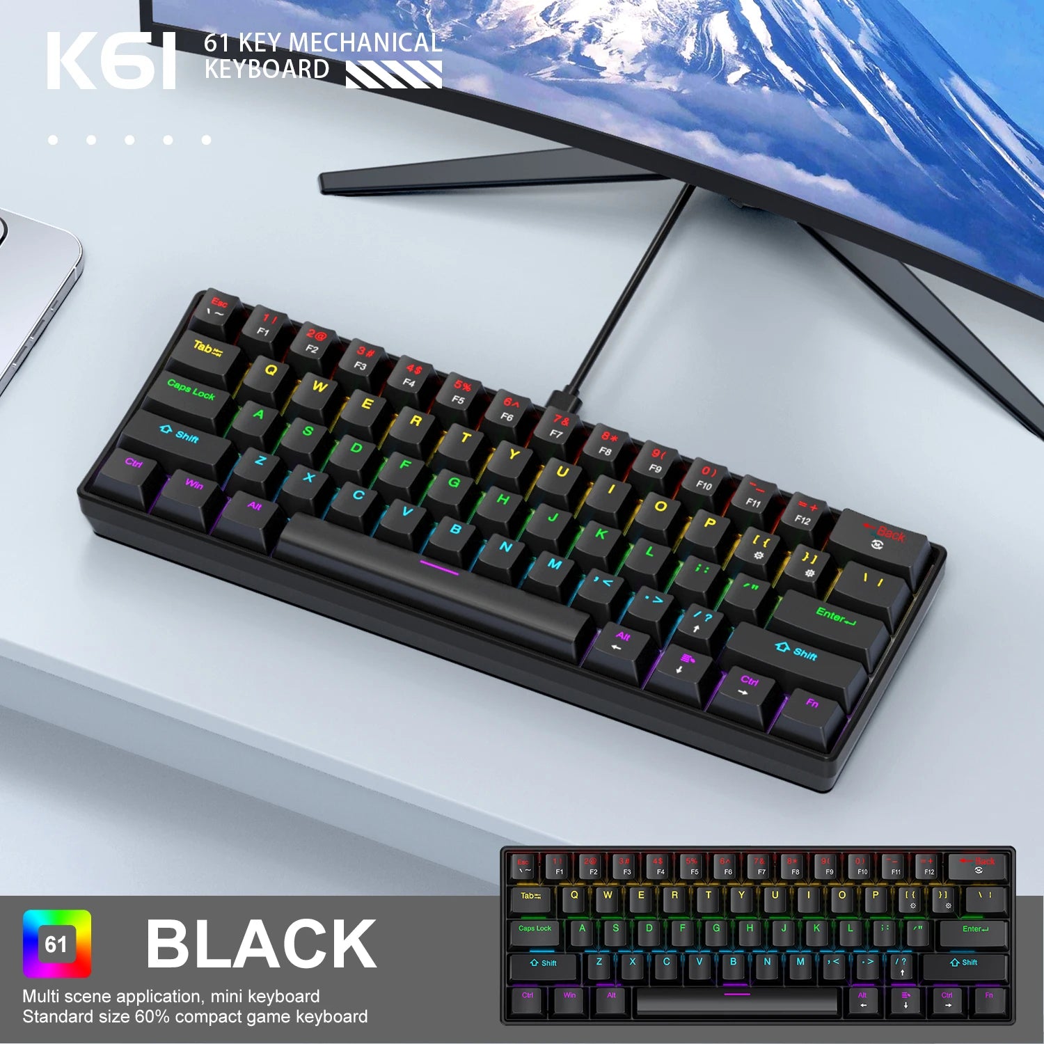 APAYADO K61 Mini Mechanical Gaming Keyboard
