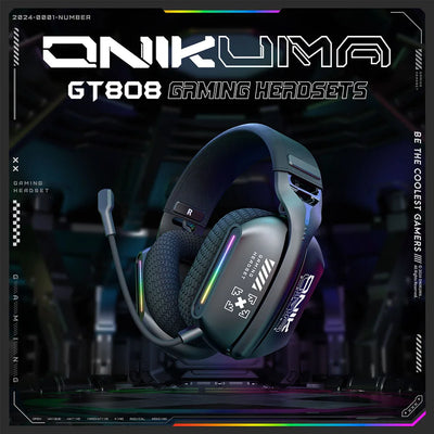 ONIKUMA GT808 — Pro Wireless Headset, 3 Modes, RGB, HD Mic