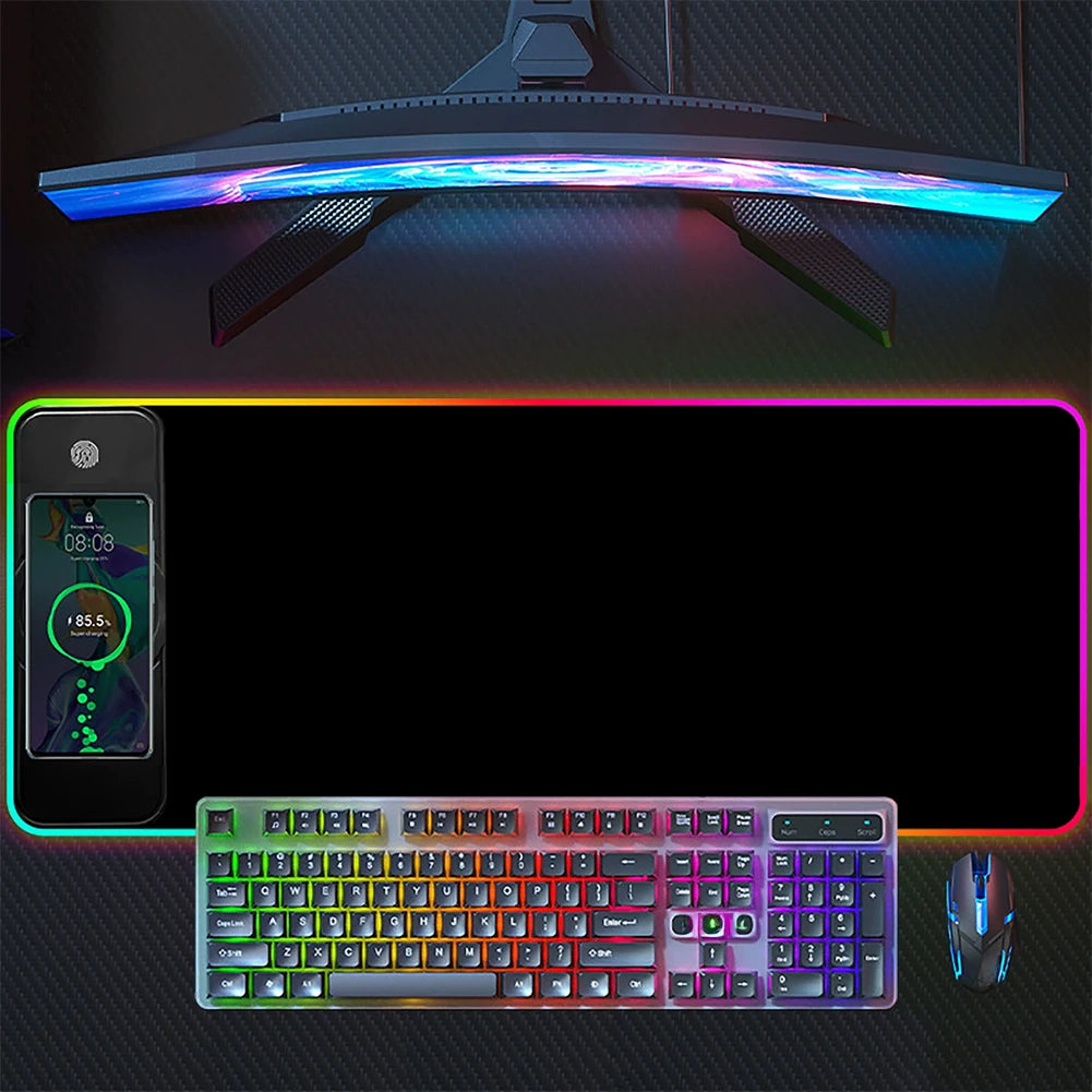 Pro Gaming Desk Mat – RGB LED & Built-in Wireless Charging Pad