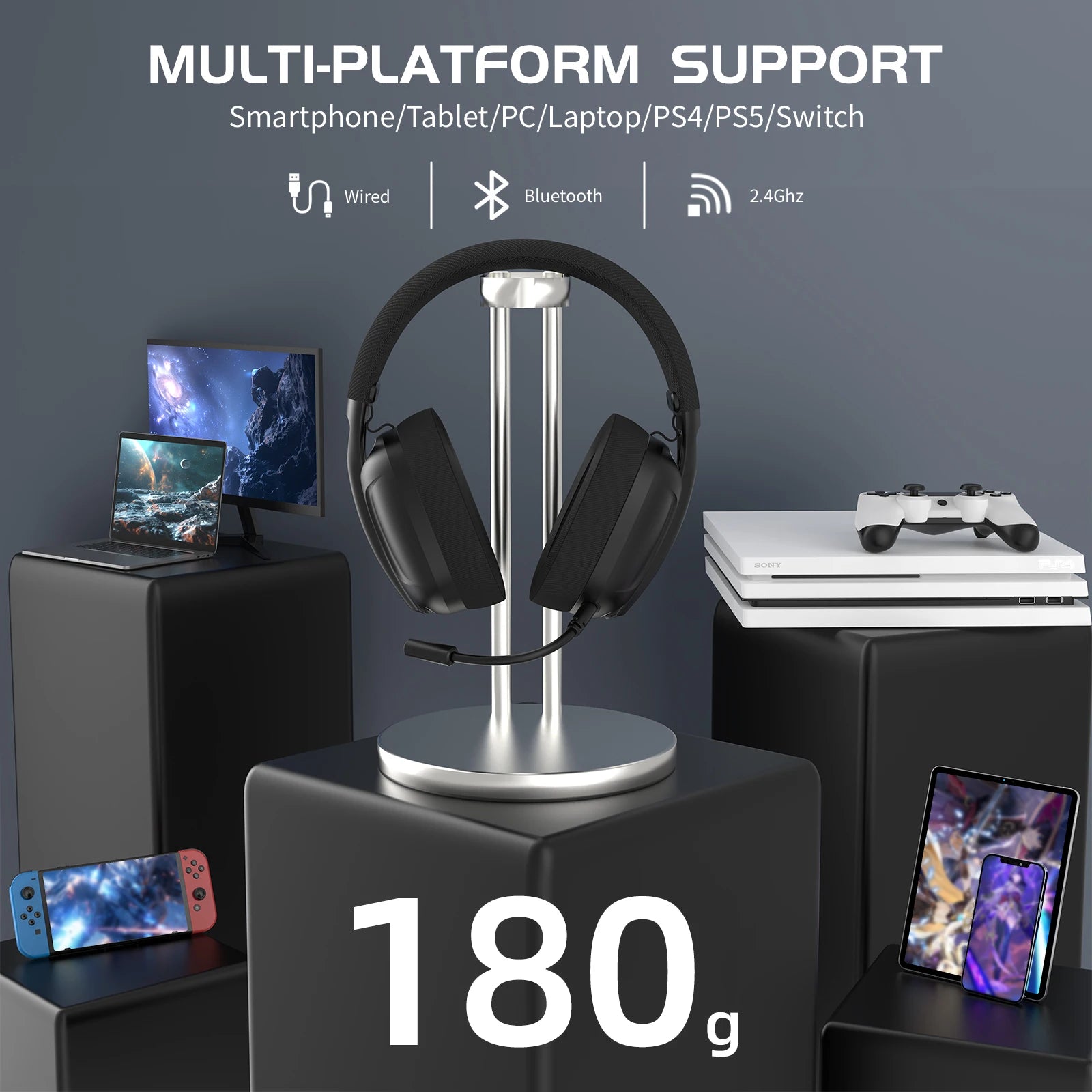 Attack Shark L80 Wireless Gaming Headset | 5.1 Surround, Tri-Mode & Detachable Mic