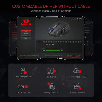 Redragon M913 — Wireless Gaming Mouse | 16,000 DPI | 16 Buttons