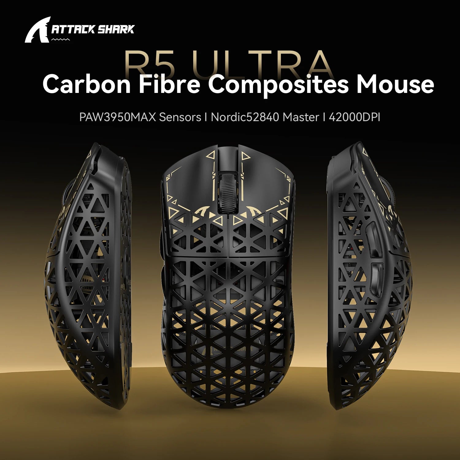 Attack Shark R5 Ultra | Wireless 8K Gaming Mouse — 39g Carbon Fiber