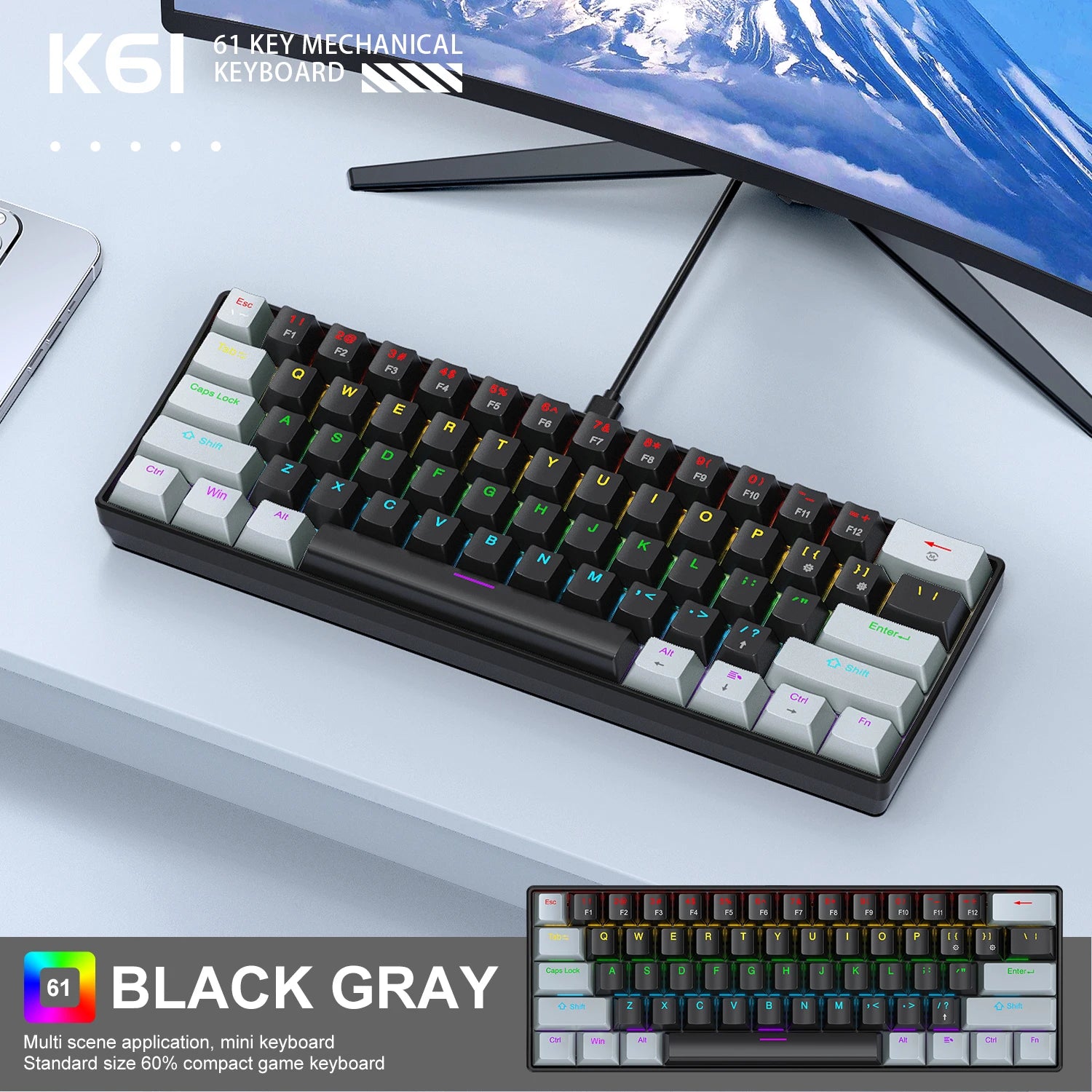 APAYADO K61 Mini Mechanical Gaming Keyboard