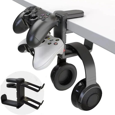 2-in-1 Gaming Headset & Controller Stand – Desk Edge Clip-On Holder