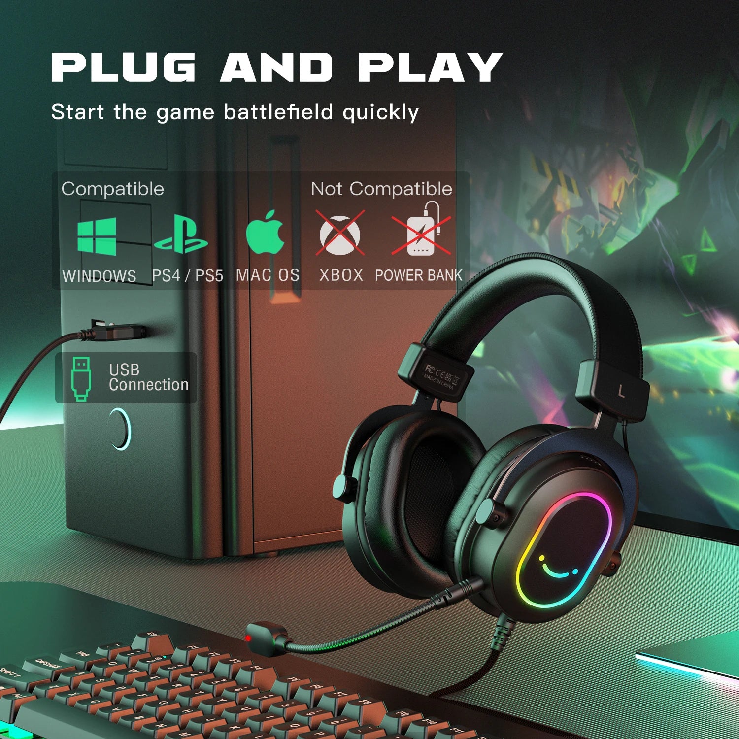 Fifine   Dynamic   RGB   Gaming   Headset