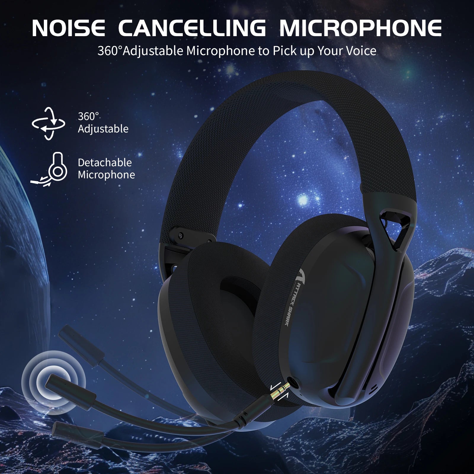 Attack Shark L80 Wireless Gaming Headset | 5.1 Surround, Tri-Mode & Detachable Mic