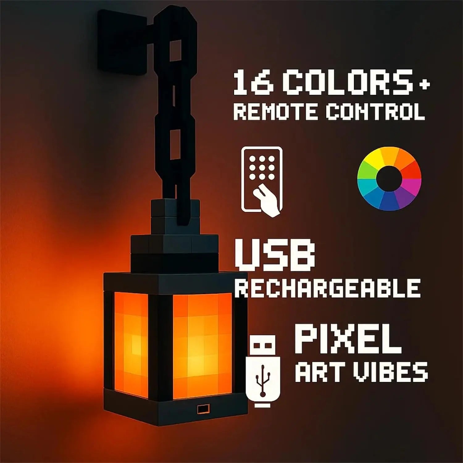 Pixel Art Lantern — 16 Color LED Night Light