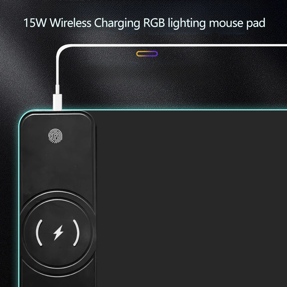 Pro Gaming Desk Mat – RGB LED & Built-in Wireless Charging Pad