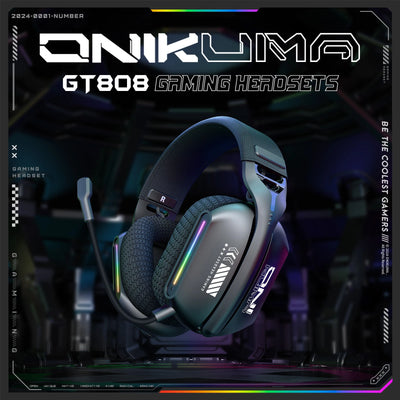 ONIKUMA GT808 — Pro Wireless Headset, 3 Modes, RGB, HD Mic