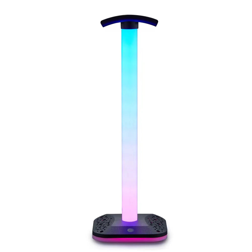 RGB Gaming Headphone Stand – Adjustable LED Display Holder for Desk