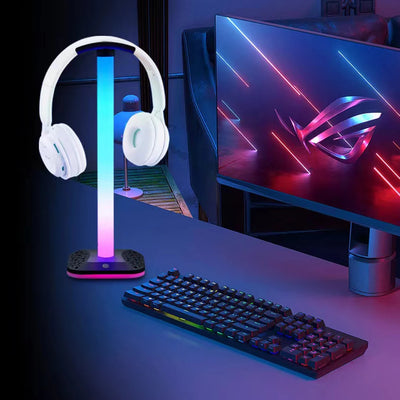 RGB Gaming Headphone Stand – Adjustable LED Display Holder for Desk