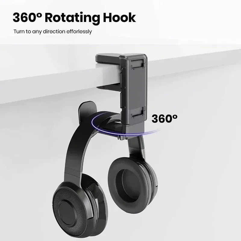 2-in-1 Gaming Headset & Controller Stand – Desk Edge Clip-On Holder