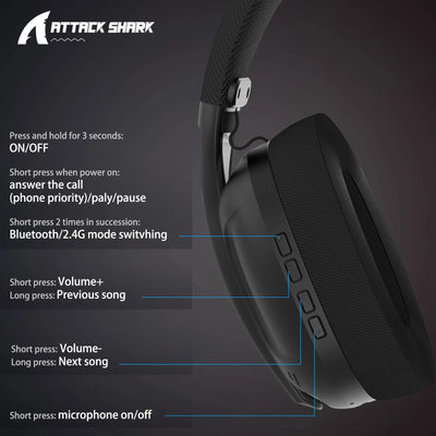 Attack Shark L80 Wireless Gaming Headset | 5.1 Surround, Tri-Mode & Detachable Mic