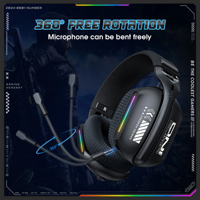 ONIKUMA GT808 — Pro Wireless Headset, 3 Modes, RGB, HD Mic