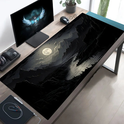 Night Moonlight Large Gaming Desk Mat – Non-Slip Esports Mousepad