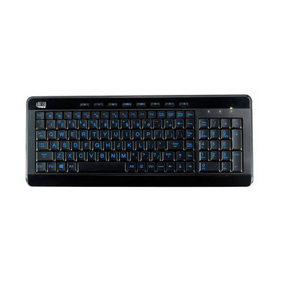Adesso AKB-120EB 3-Color Illuminated Compact Multimedia Keyboard with Large Print Keys and Hotkeys